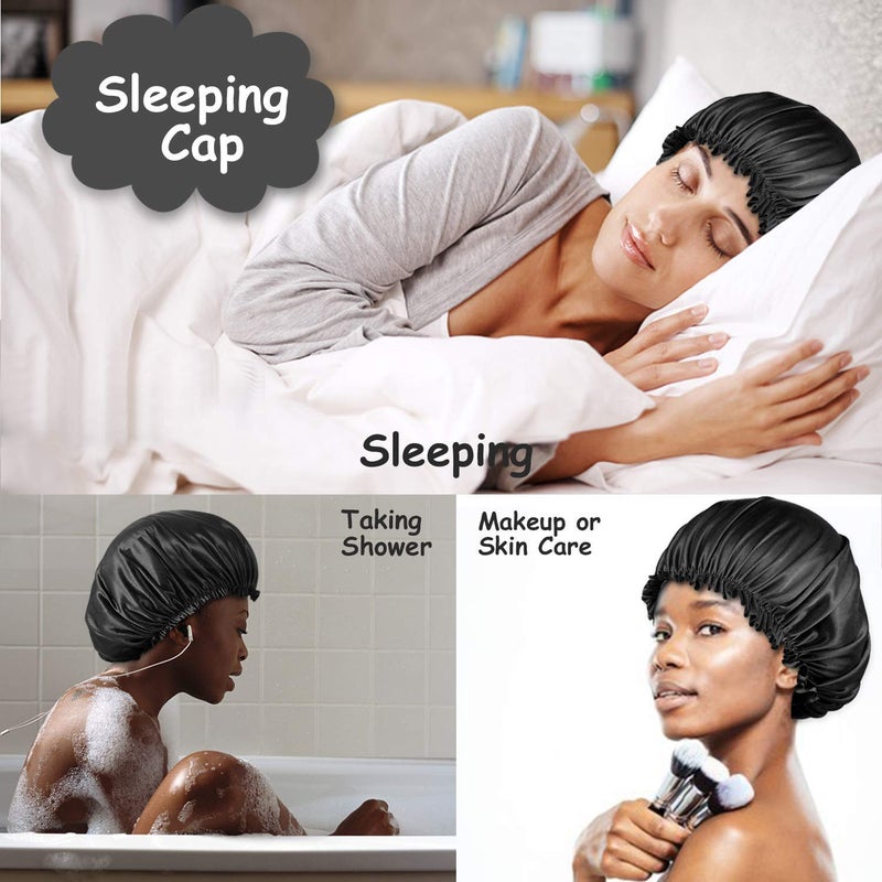 ROYBENS Satin Bonnet for Women - 4PCS Set, Bonnet for Sleeping, Silk Sleep Cap for Curly Hair, D - Image 4